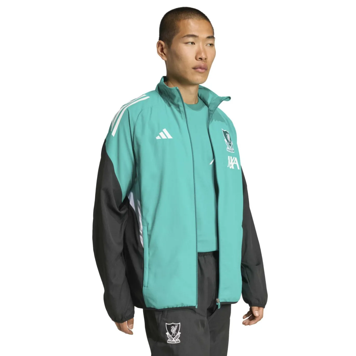 adidas Liverpool Presentatie Trainingspak Full-Zip Europees 2025-2026 Groen Zwart Wit