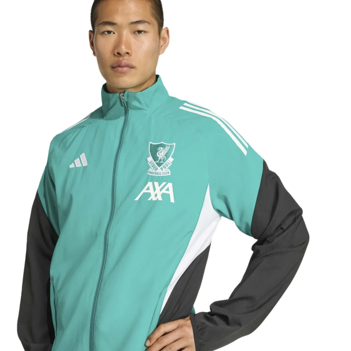 adidas Liverpool Presentatie Trainingspak Full-Zip Europees 2025-2026 Groen Zwart Wit