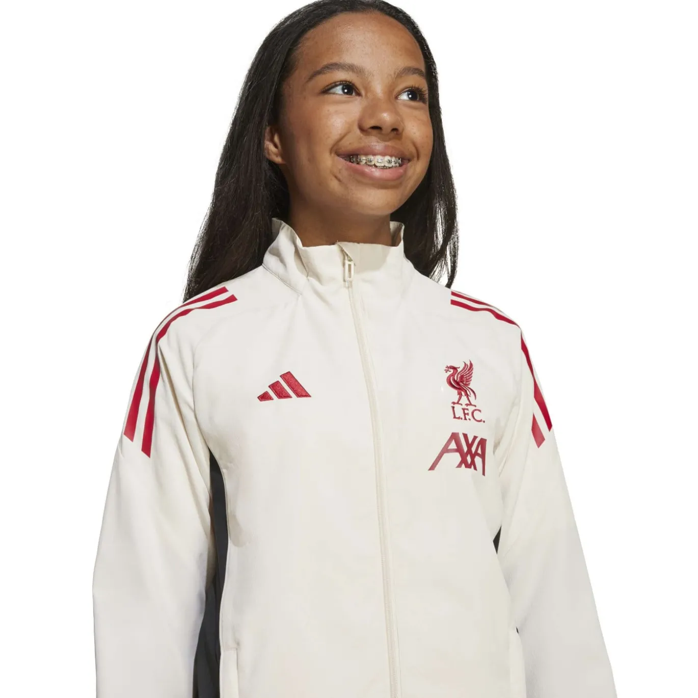 adidas Liverpool Presentatie Trainingsjack 2025-2026 Kids Wit Rood Zwart