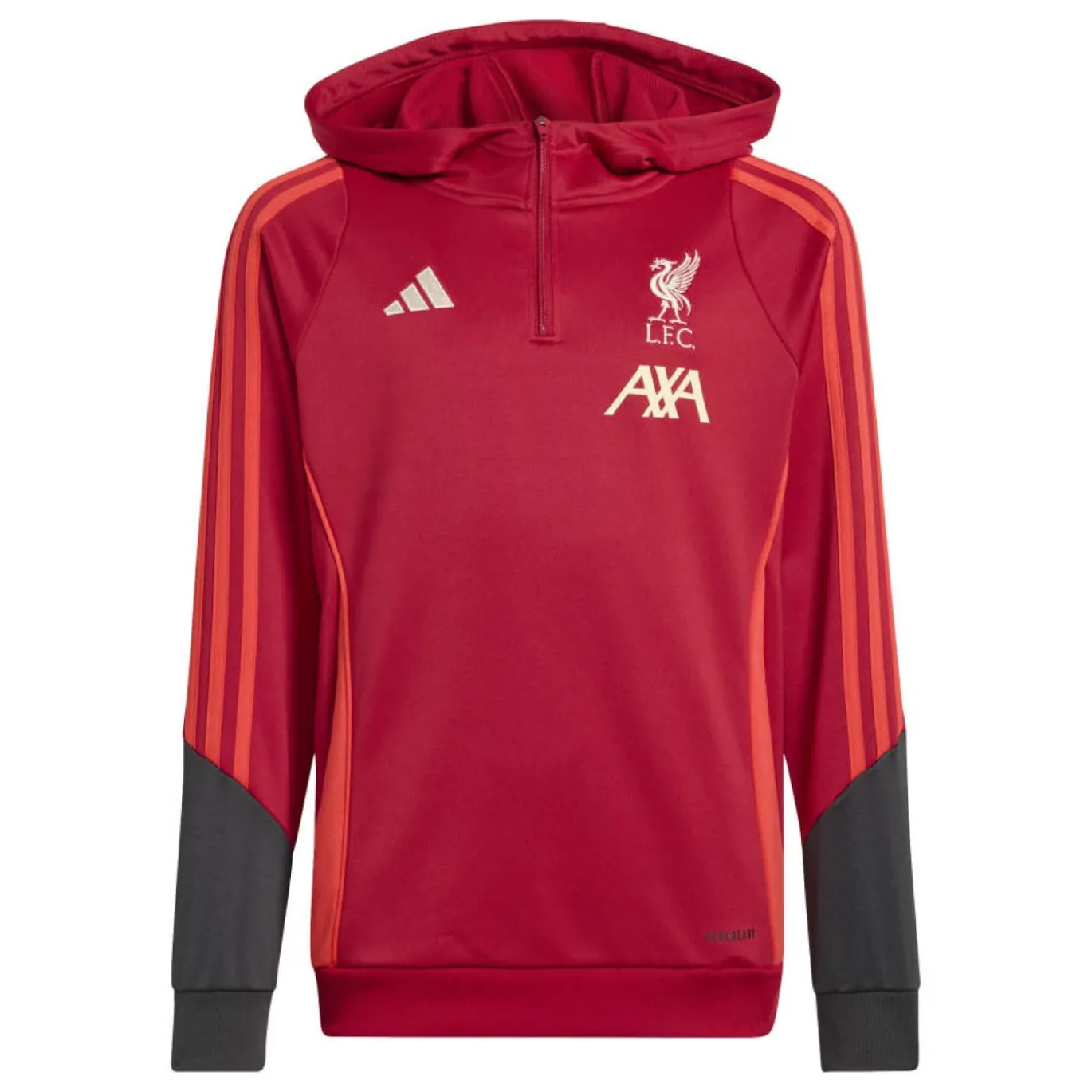 adidas Liverpool Track Hoodie 1/4-Zip 2025-2026 Kids Rood Grijs Zilver
