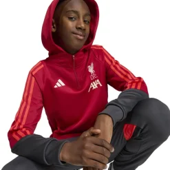 adidas Liverpool Track Hoodie 1/4-Zip 2025-2026 Kids Rood Grijs Zilver