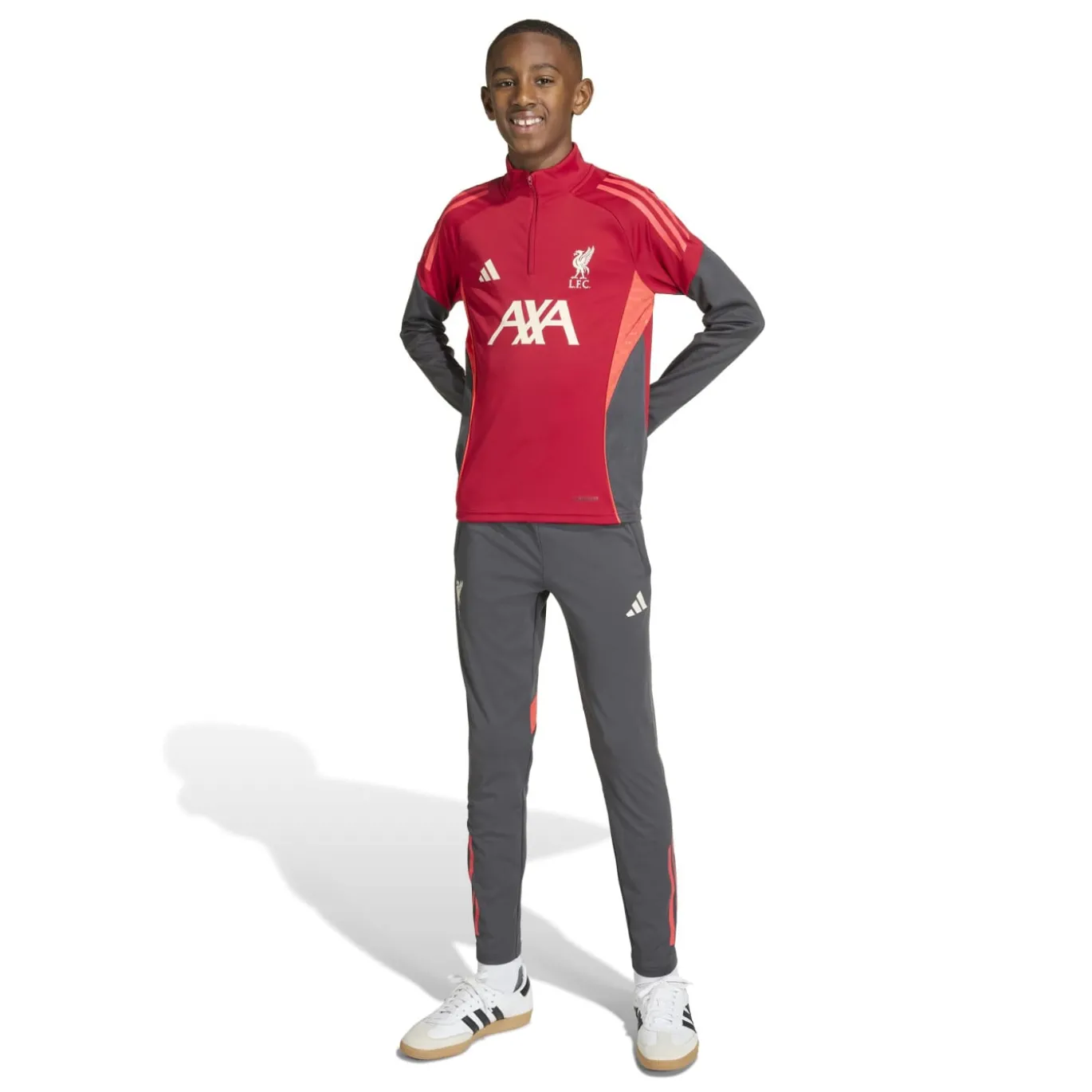 adidas Liverpool Trainingspak 1/4-Zip 2025-2026 Kids Rood Grijs Zilver