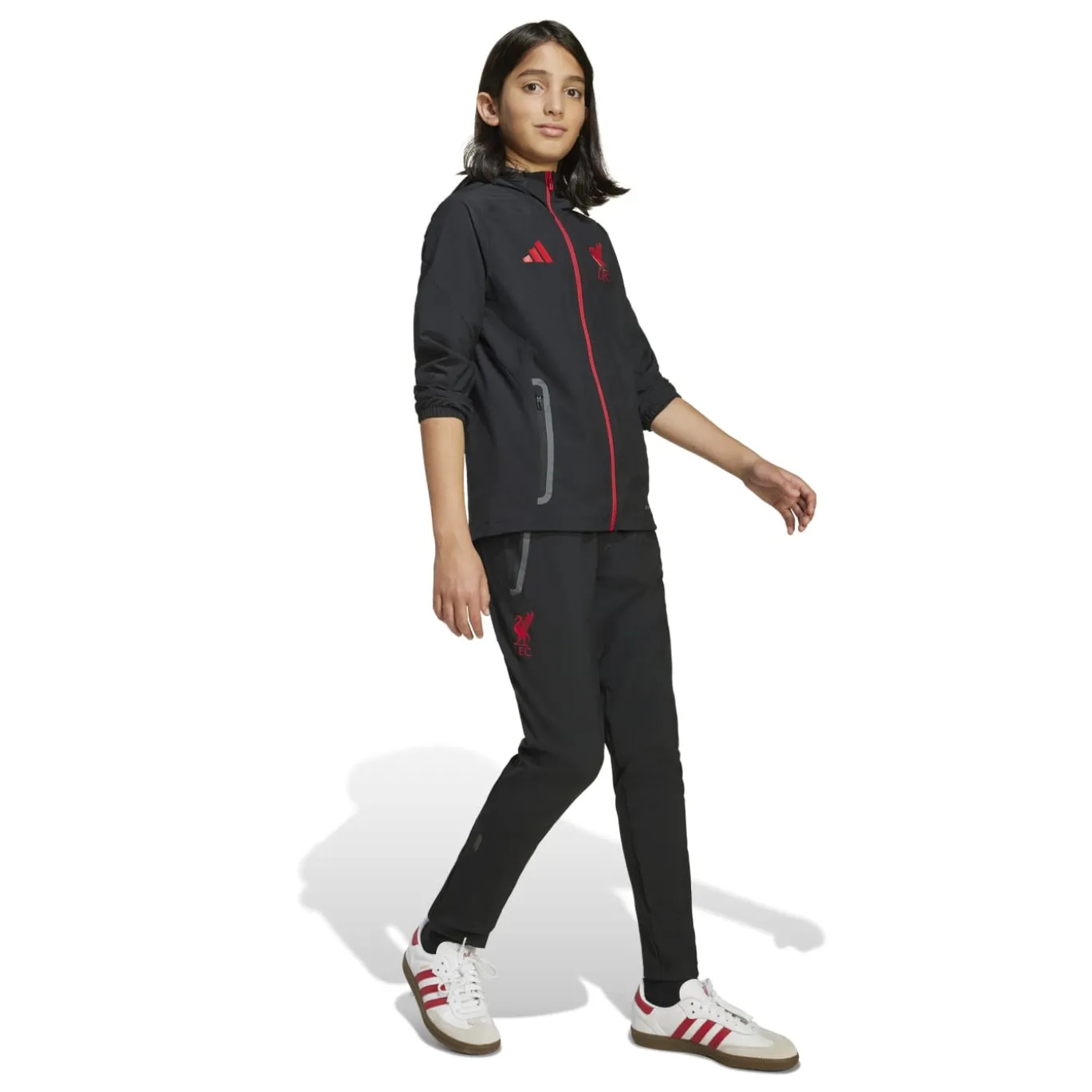 adidas Liverpool Vis Tech Trainingspak Full-Zip Kids Zwart Rood