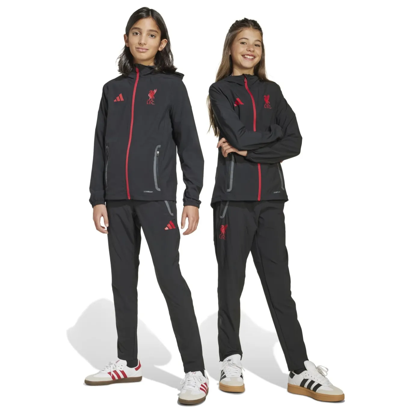adidas Liverpool Vis Tech Trainingspak Full-Zip Kids Zwart Rood