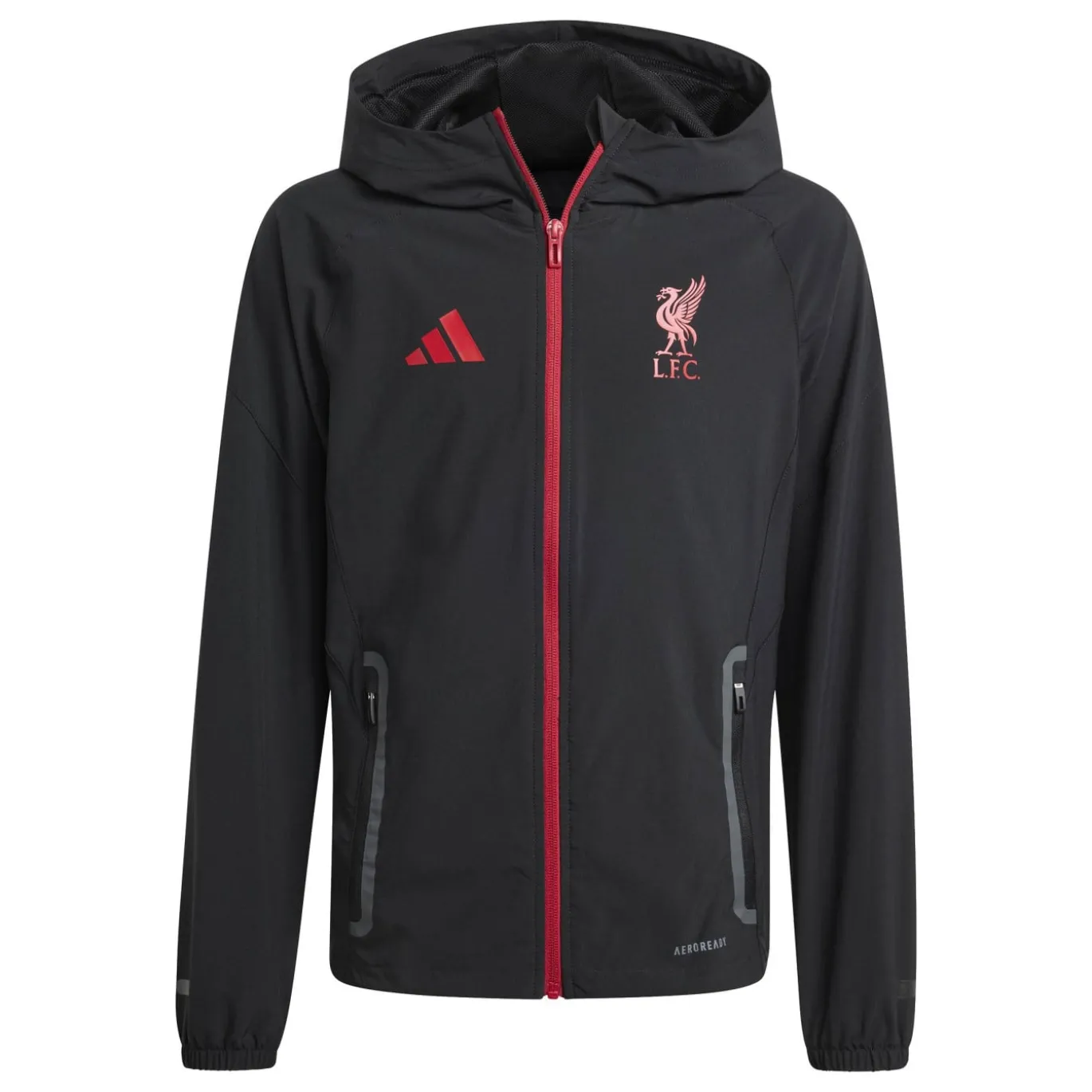 adidas Liverpool Vis Tech Trainingspak Full-Zip Kids Zwart Rood