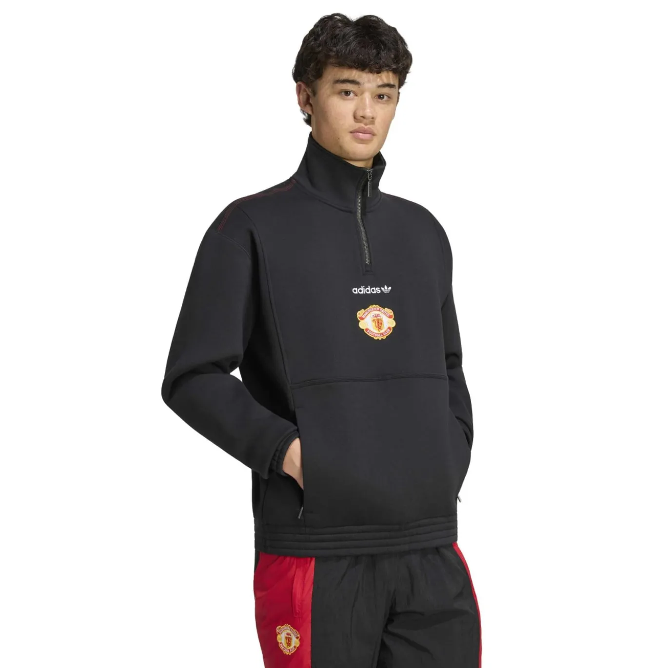 adidas Manchester United EQT Trainingstrui 1/4-Zip Zwart Rood Wit