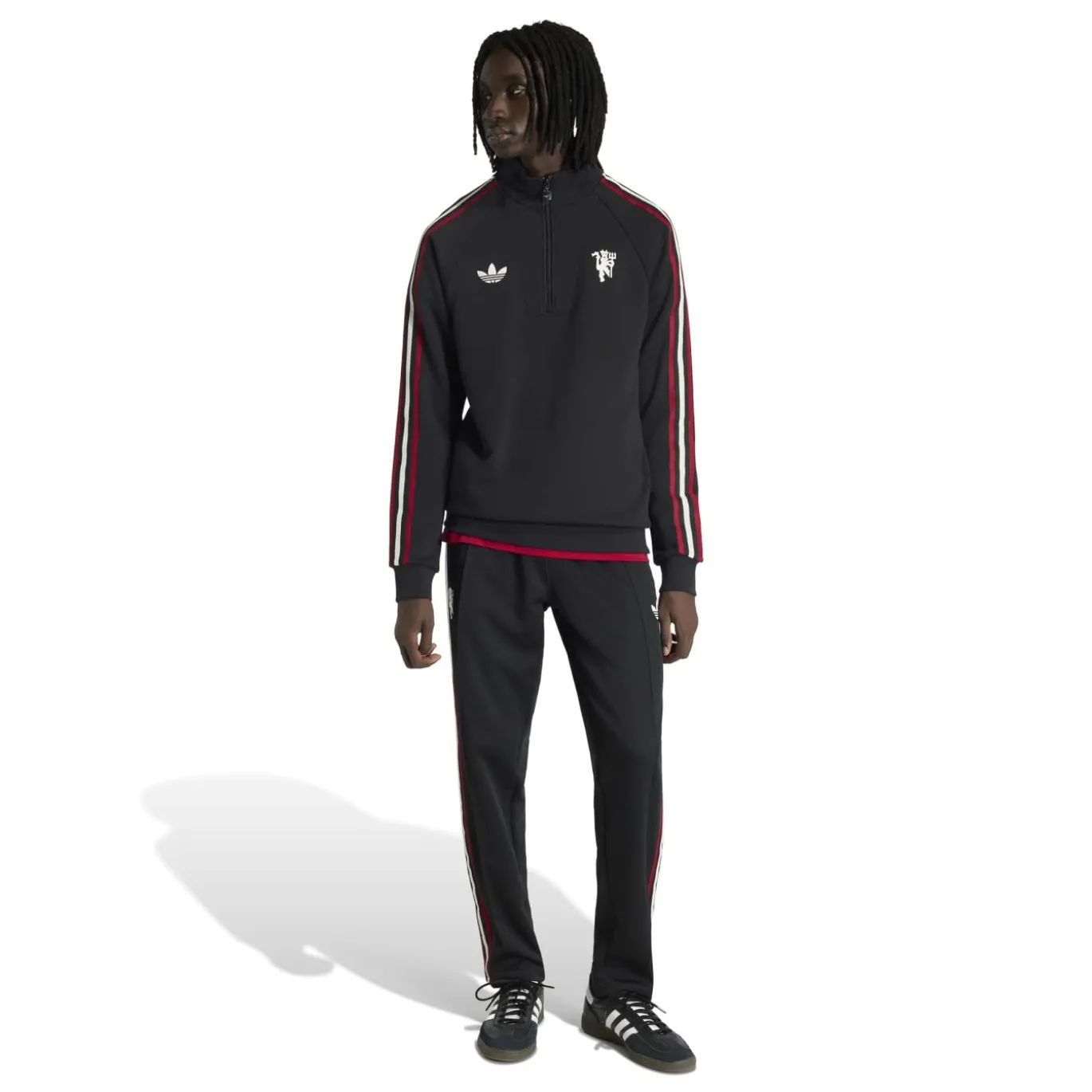 adidas Manchester United Originals Trainingstrui 1/4-Zip Zwart Wit Rood
