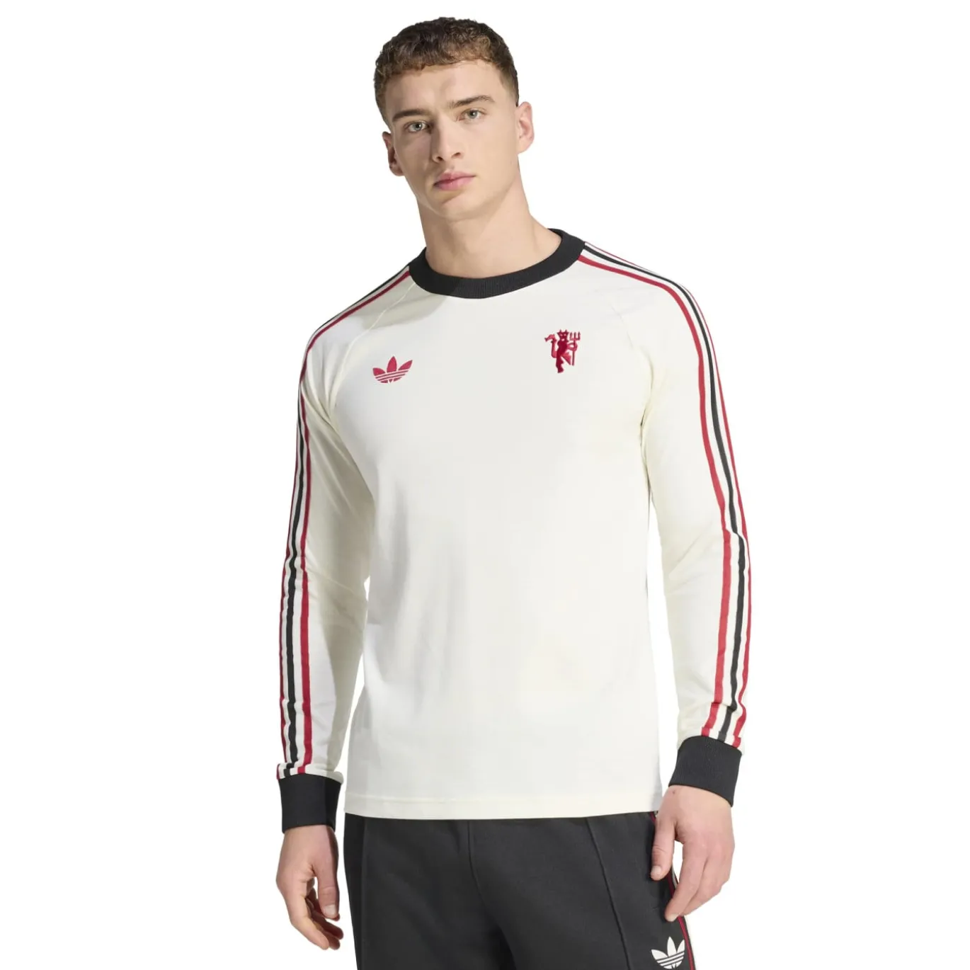 adidas Manchester United Originals T-Shirt Lange Mouwen Wit Rood Zwart