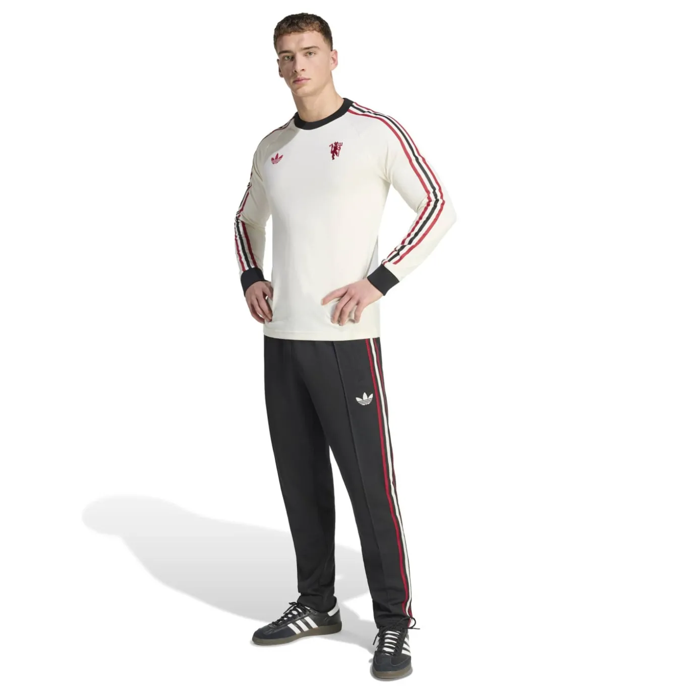 adidas Manchester United Originals T-Shirt Lange Mouwen Wit Rood Zwart