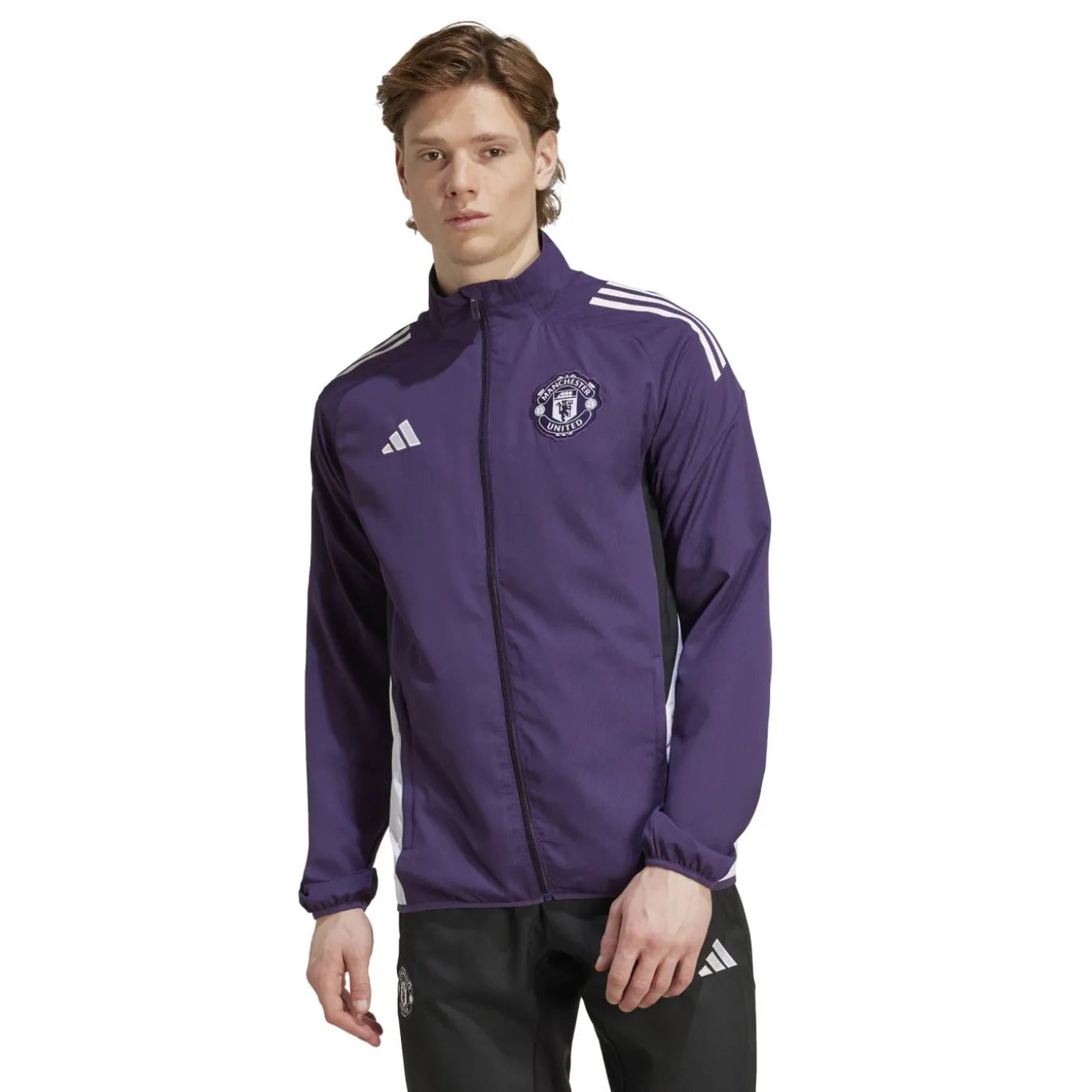 adidas Manchester United Presentatie Trainingspak Full-Zip 2025-2026 Paars Zwart Wit