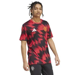 adidas Manchester United Pre-Match Trainingsshirt 2025-2026 Rood Zwart Wit
