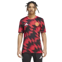 adidas Manchester United Pre-Match Trainingsshirt 2025-2026 Rood Zwart Wit