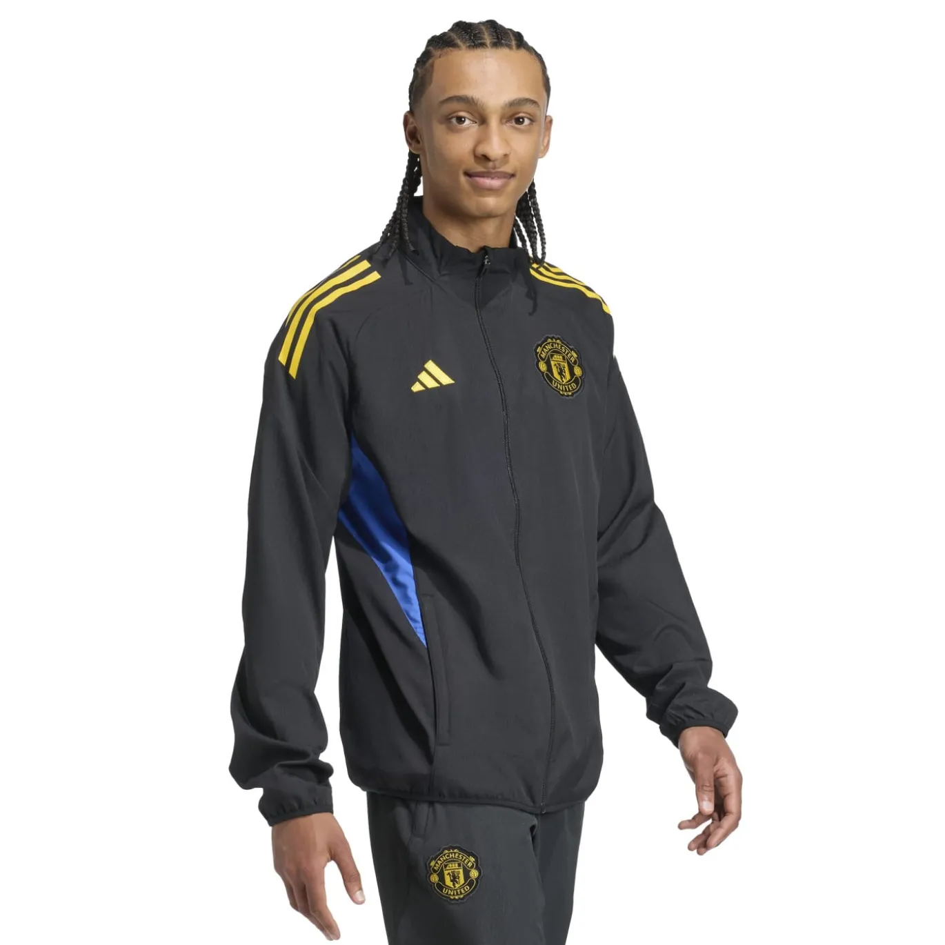 adidas Manchester United Presentatie Trainingspak Full-Zip 2025-2026 Zwart Blauw Geel