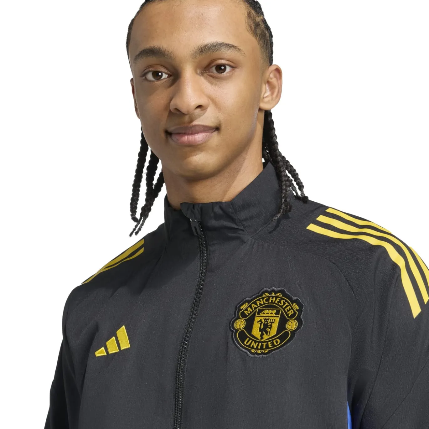 adidas Manchester United Presentatie Trainingspak Full-Zip 2025-2026 Zwart Blauw Geel