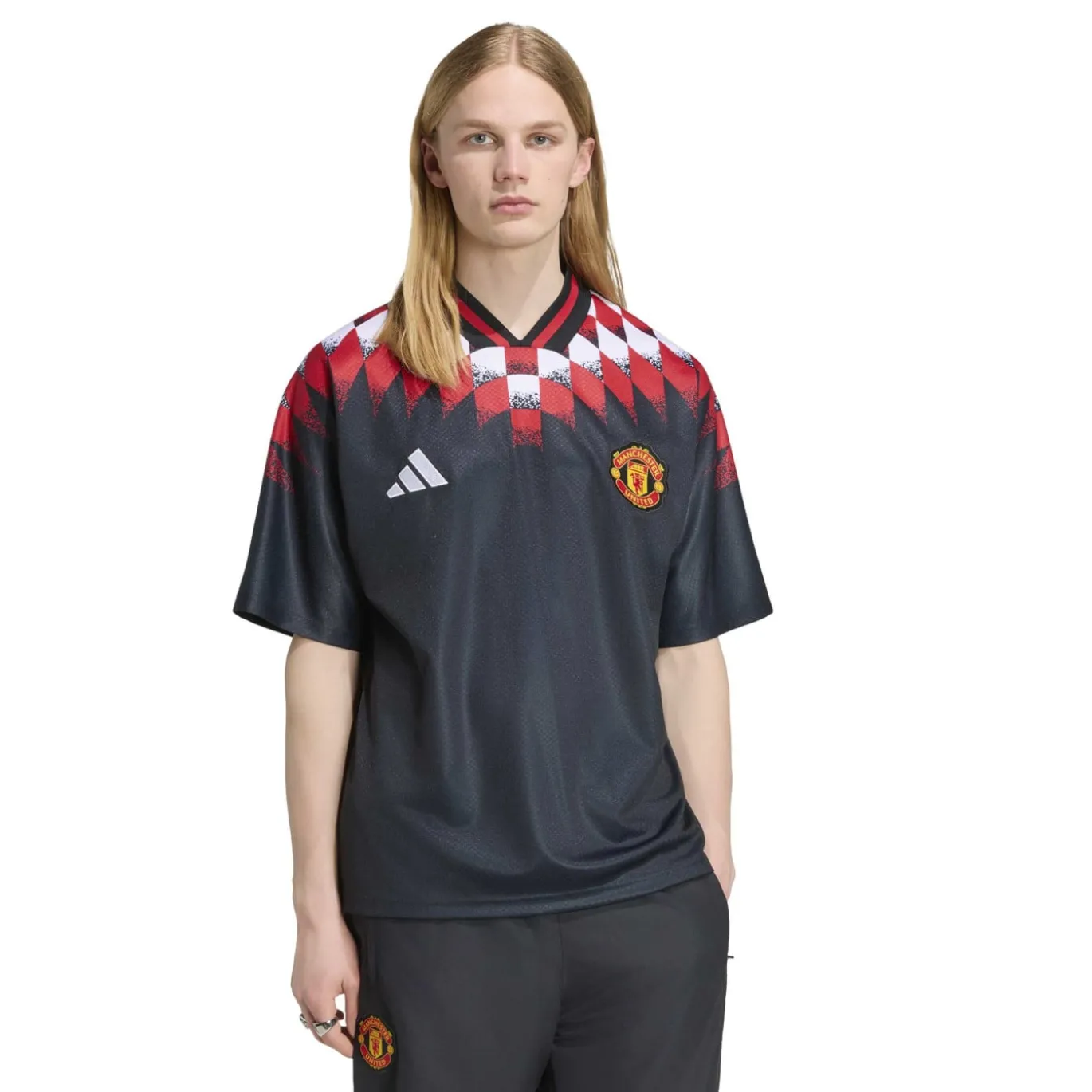 adidas Manchester United Stadium T-Shirt 2026-2027 Zwart Rood Wit