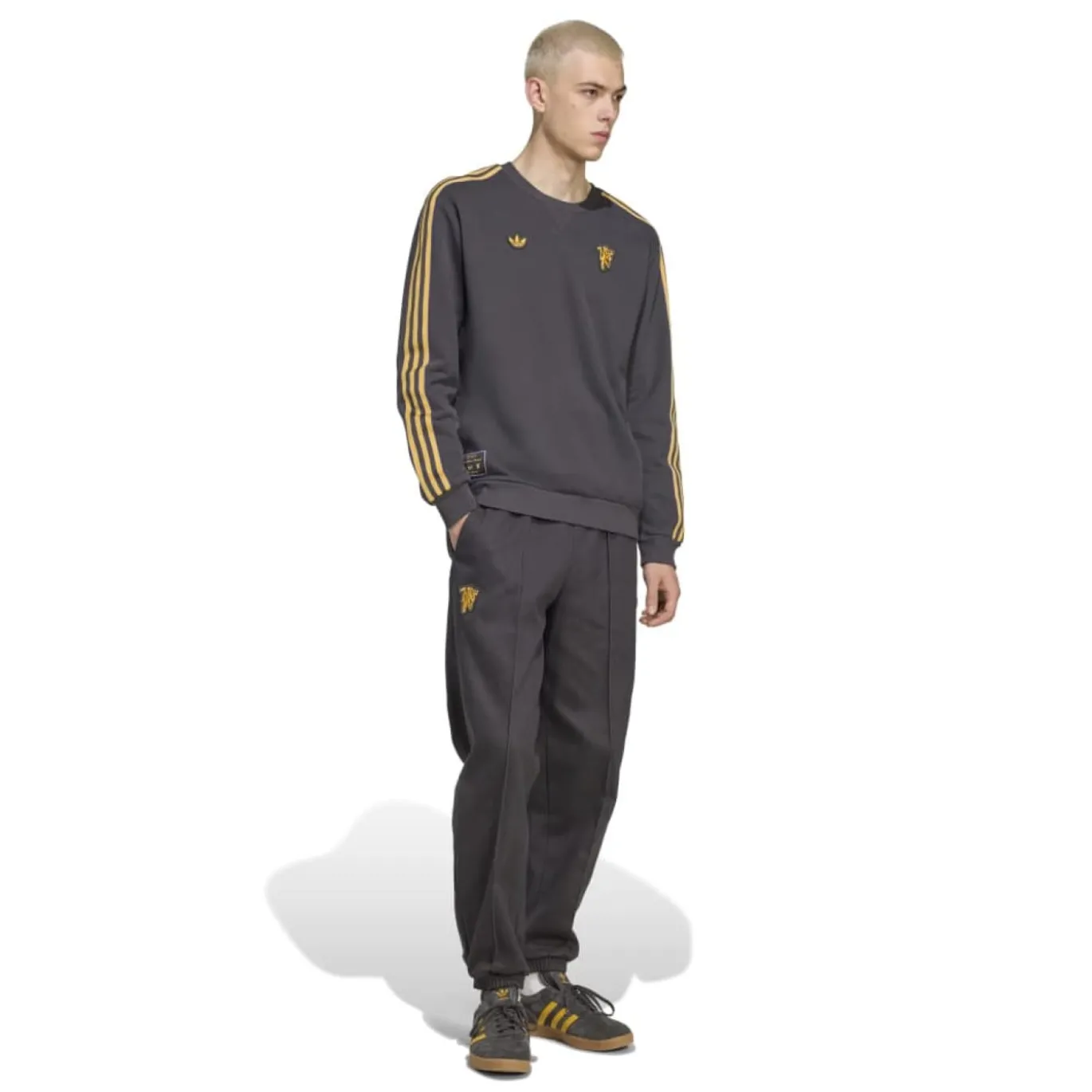 adidas Manchester United Terrace Icons Crew Sweater Donkergrijs Goud