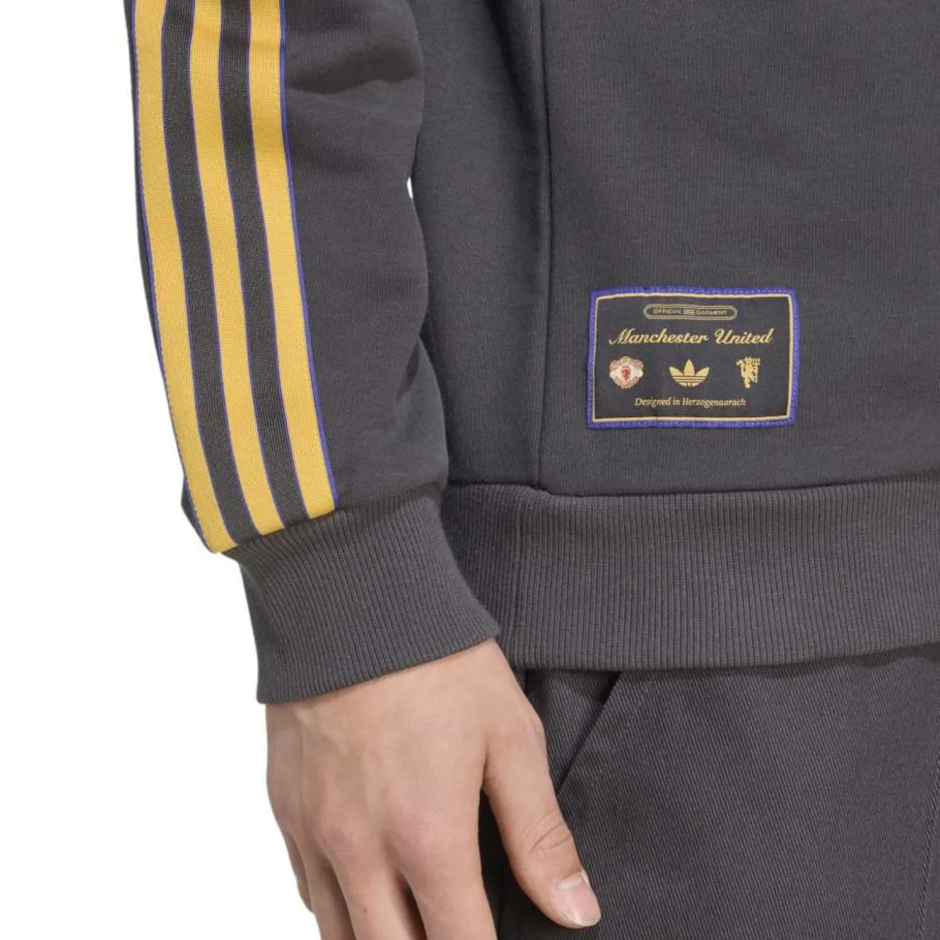adidas Manchester United Terrace Icons Crew Sweater Donkergrijs Goud