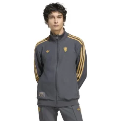 adidas Manchester United Terrace Icons Trainingspak Full-Zip Donkergrijs Goud