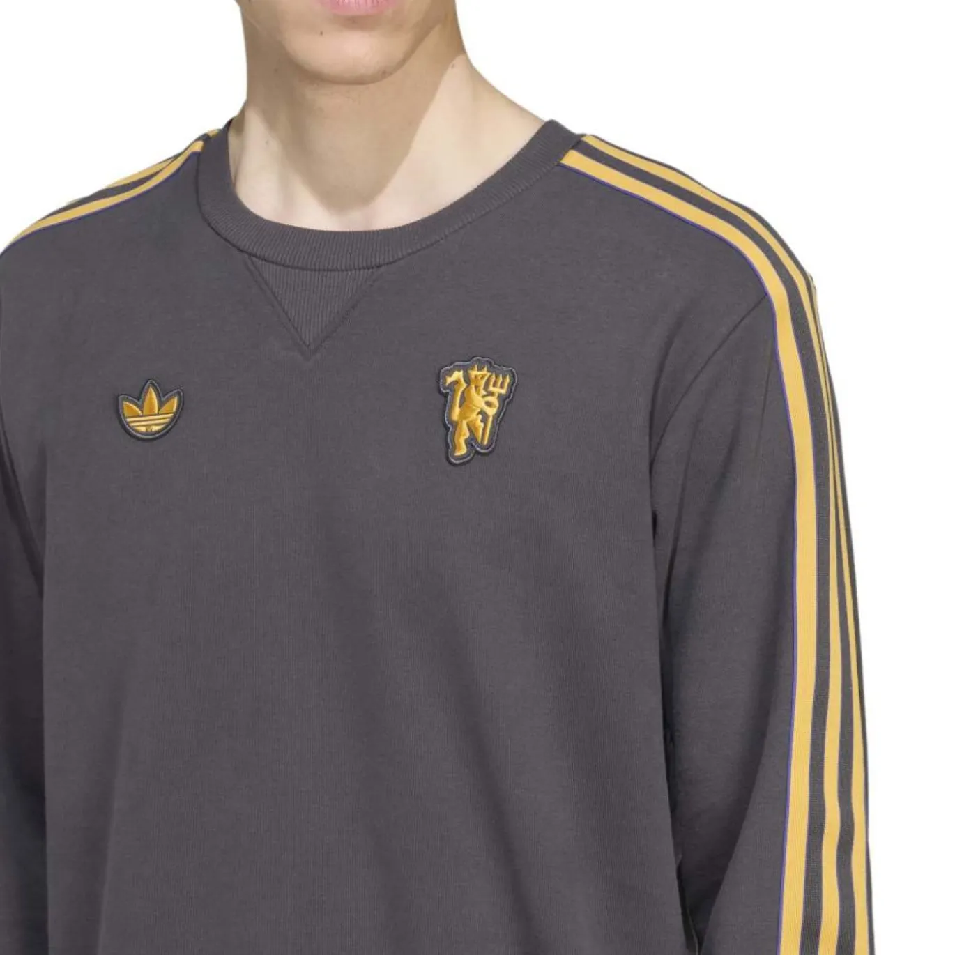 adidas Manchester United Terrace Icons Crew Trainingspak Donkergrijs Goud
