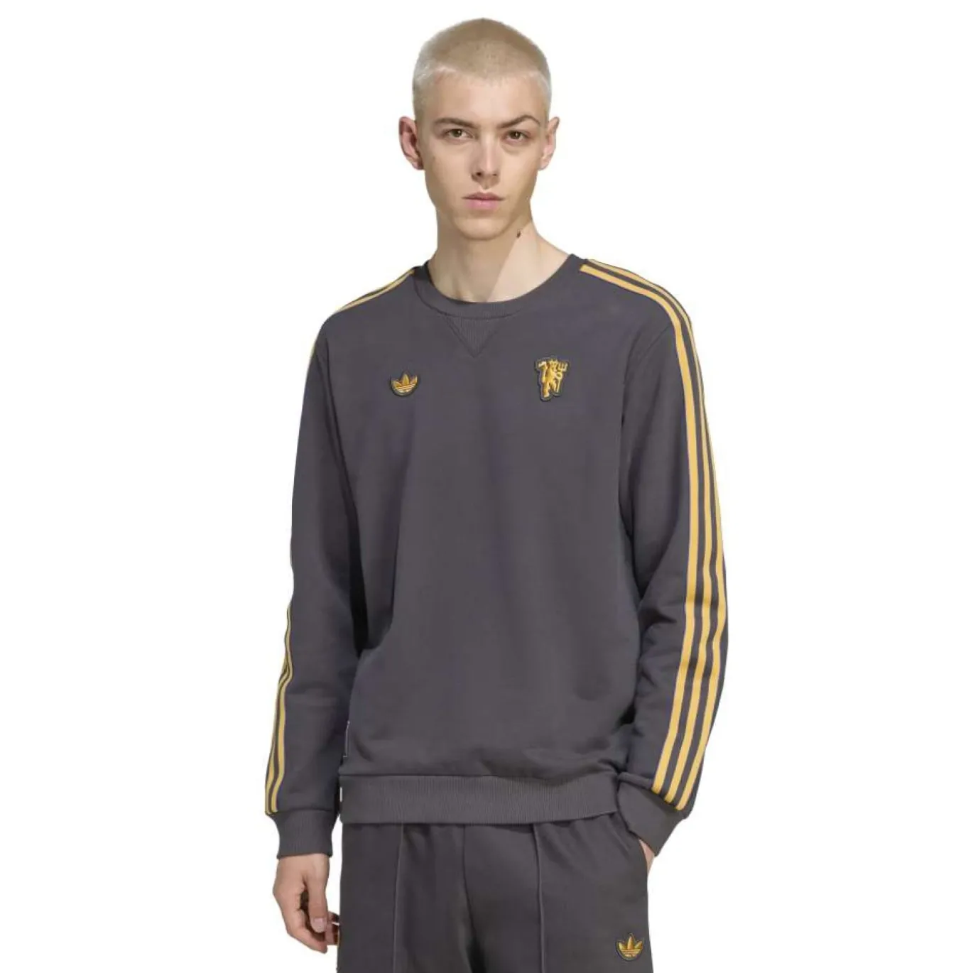 adidas Manchester United Terrace Icons Crew Trainingspak Donkergrijs Goud