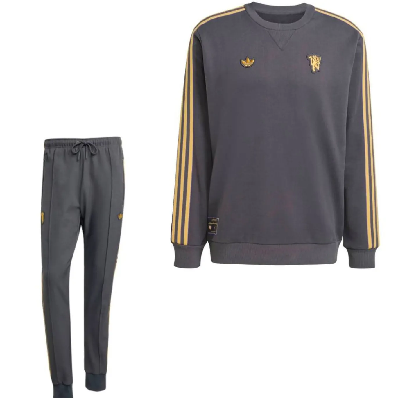 adidas Manchester United Terrace Icons Crew Trainingspak Donkergrijs Goud