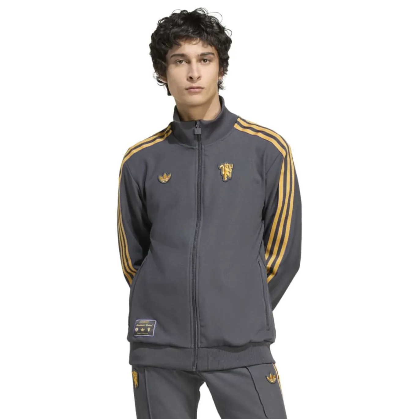 adidas Manchester United Terrace Icons Trainingsjack Donkergrijs Goud