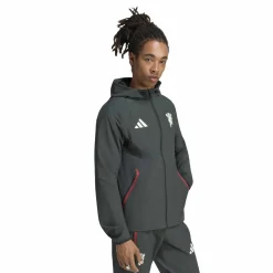 adidas Manchester United Tiro Travel Trainingspak 2026-2027 Donkerolijfgroen Wit Rood