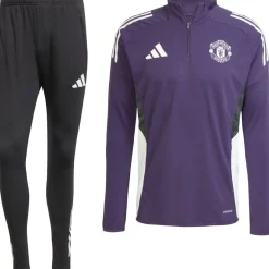 adidas Manchester United Trainingspak 1/4-Zip 2025-2026 Paars Zwart Wit