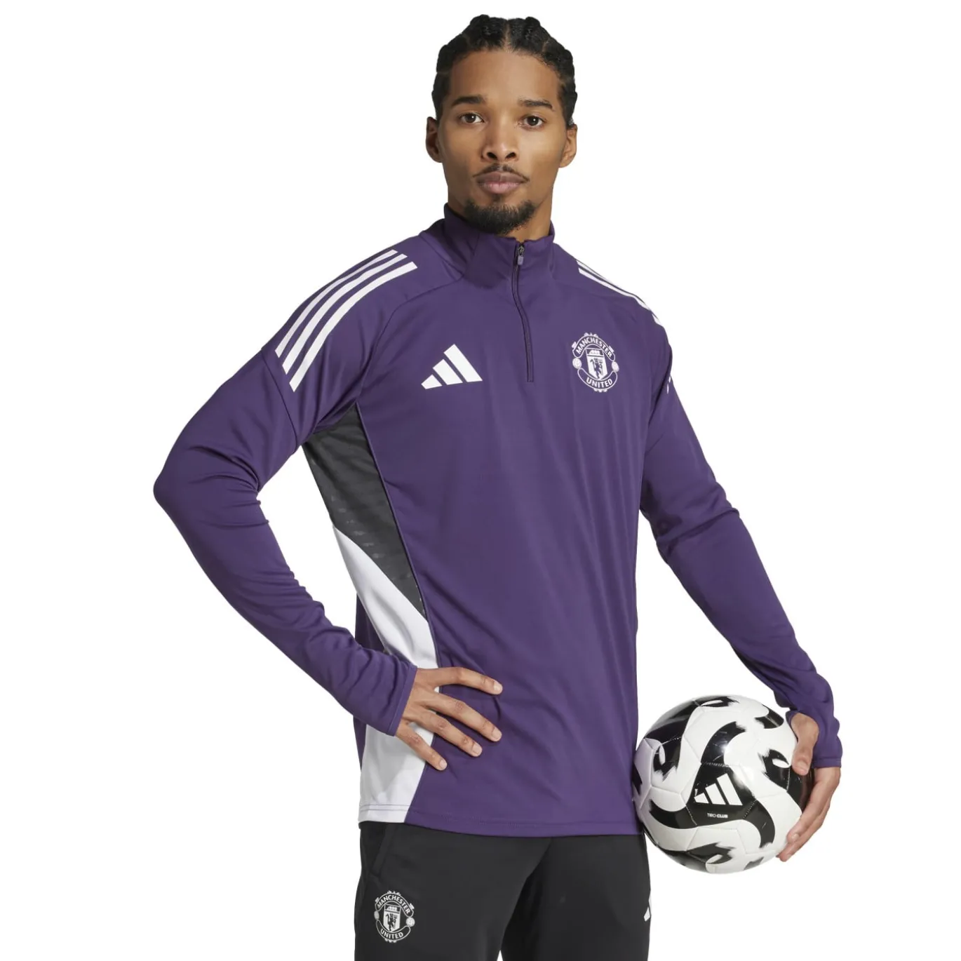 adidas Manchester United Trainingspak 1/4-Zip 2025-2026 Paars Zwart Wit
