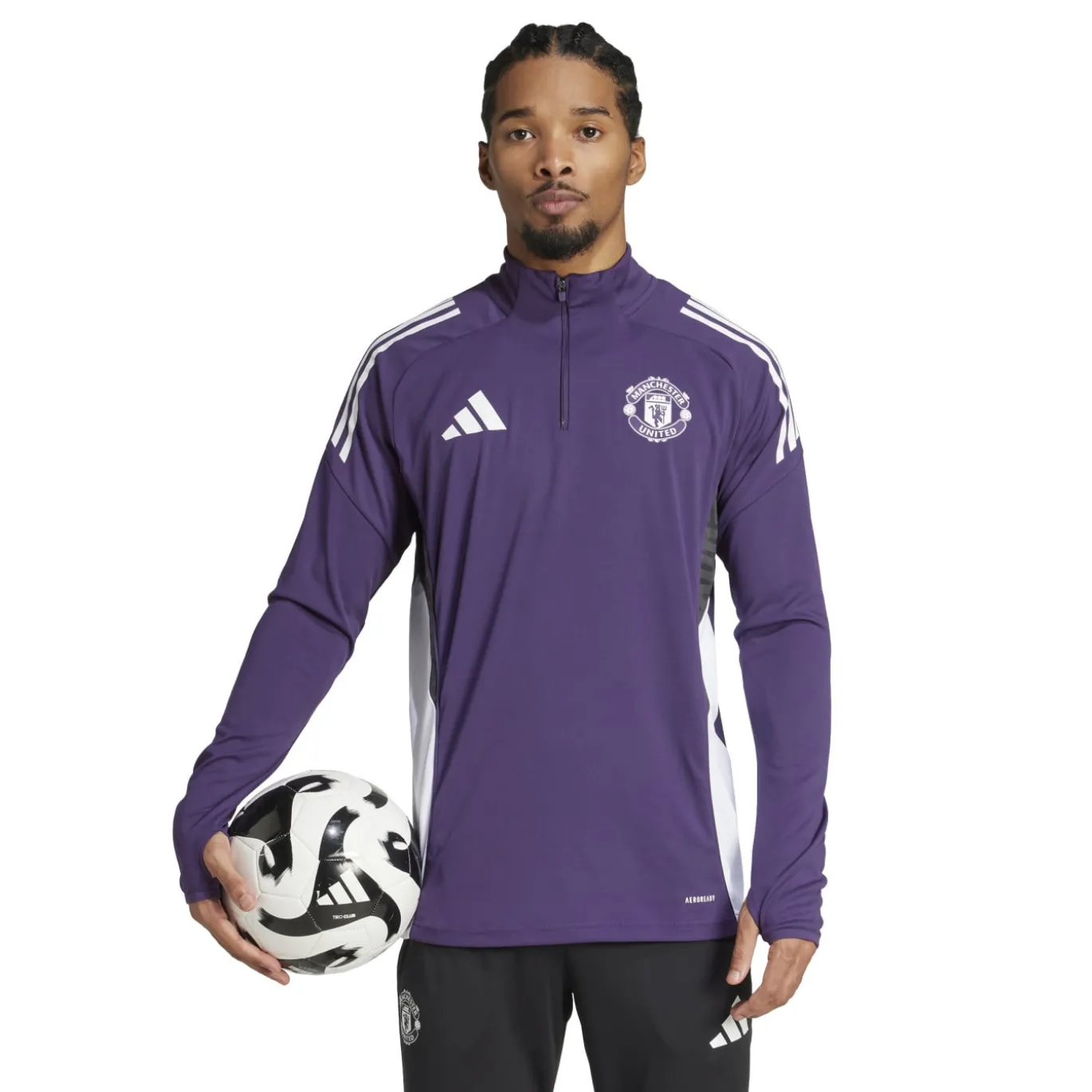 adidas Manchester United Trainingspak 1/4-Zip 2025-2026 Paars Zwart Wit