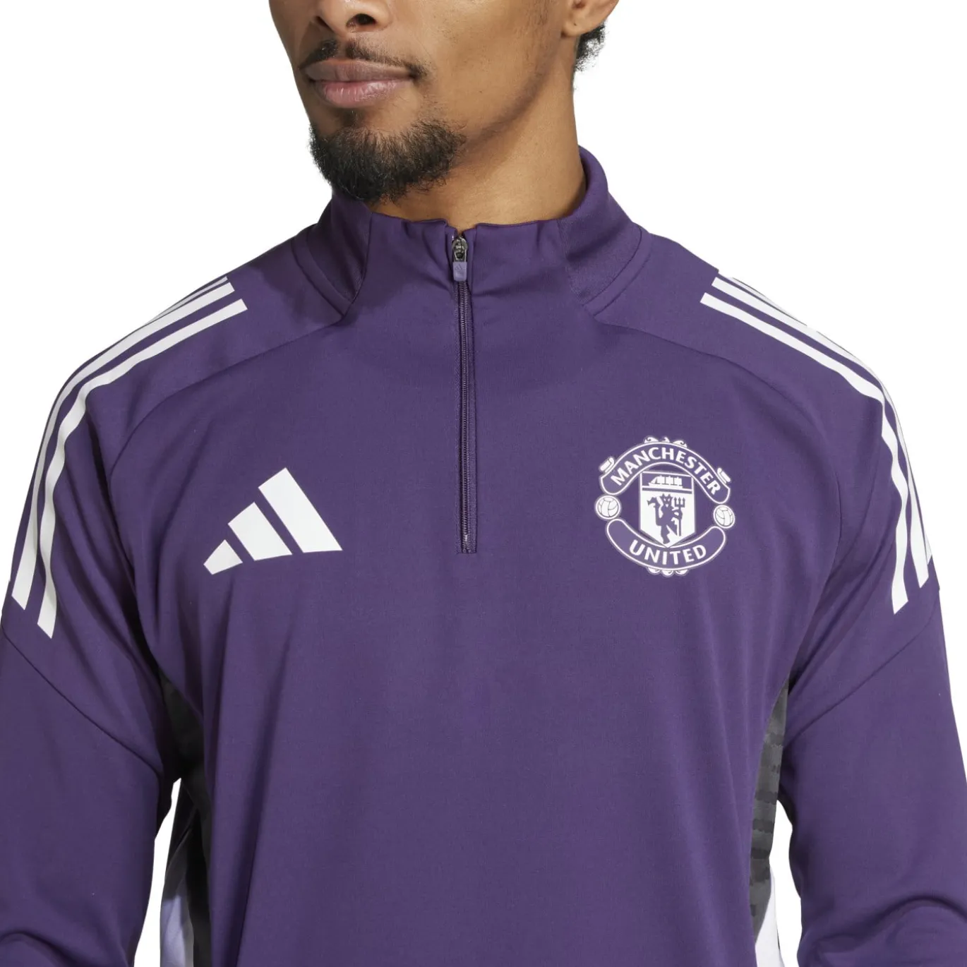 adidas Manchester United Trainingspak 1/4-Zip 2025-2026 Paars Zwart Wit