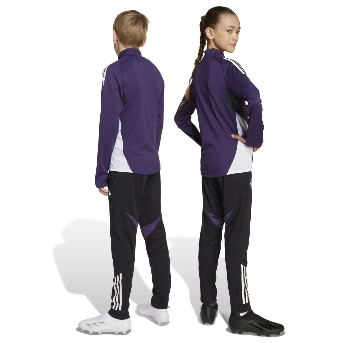 adidas Manchester United Trainingsbroek 2025-2026 Kids Zwart Wit Paars