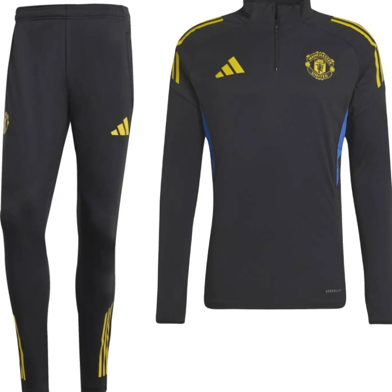 adidas Manchester United Trainingspak 1/4-Zip 2025-2026 Zwart Blauw Geel