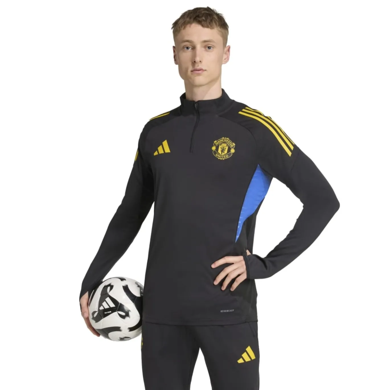 adidas Manchester United Trainingspak 1/4-Zip 2025-2026 Zwart Blauw Geel
