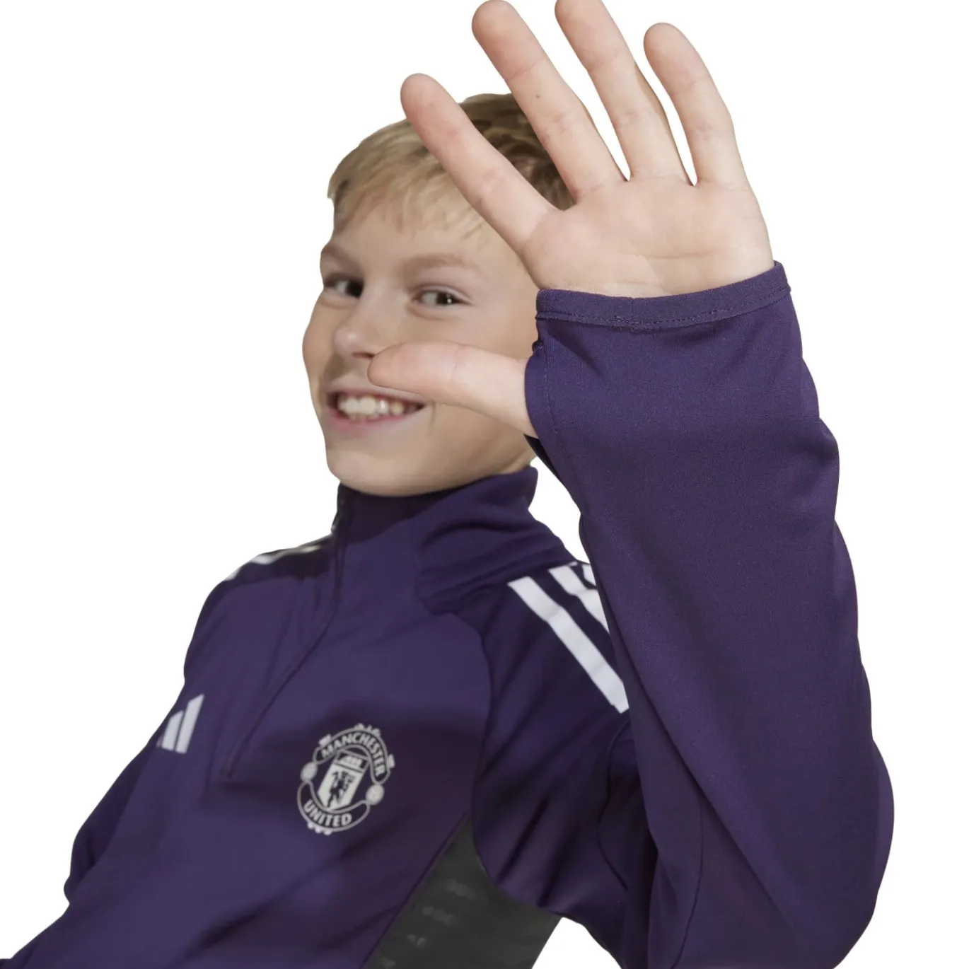 adidas Manchester United Trainingspak 1/4-Zip 2025-2026 Kids Paars Zwart Wit