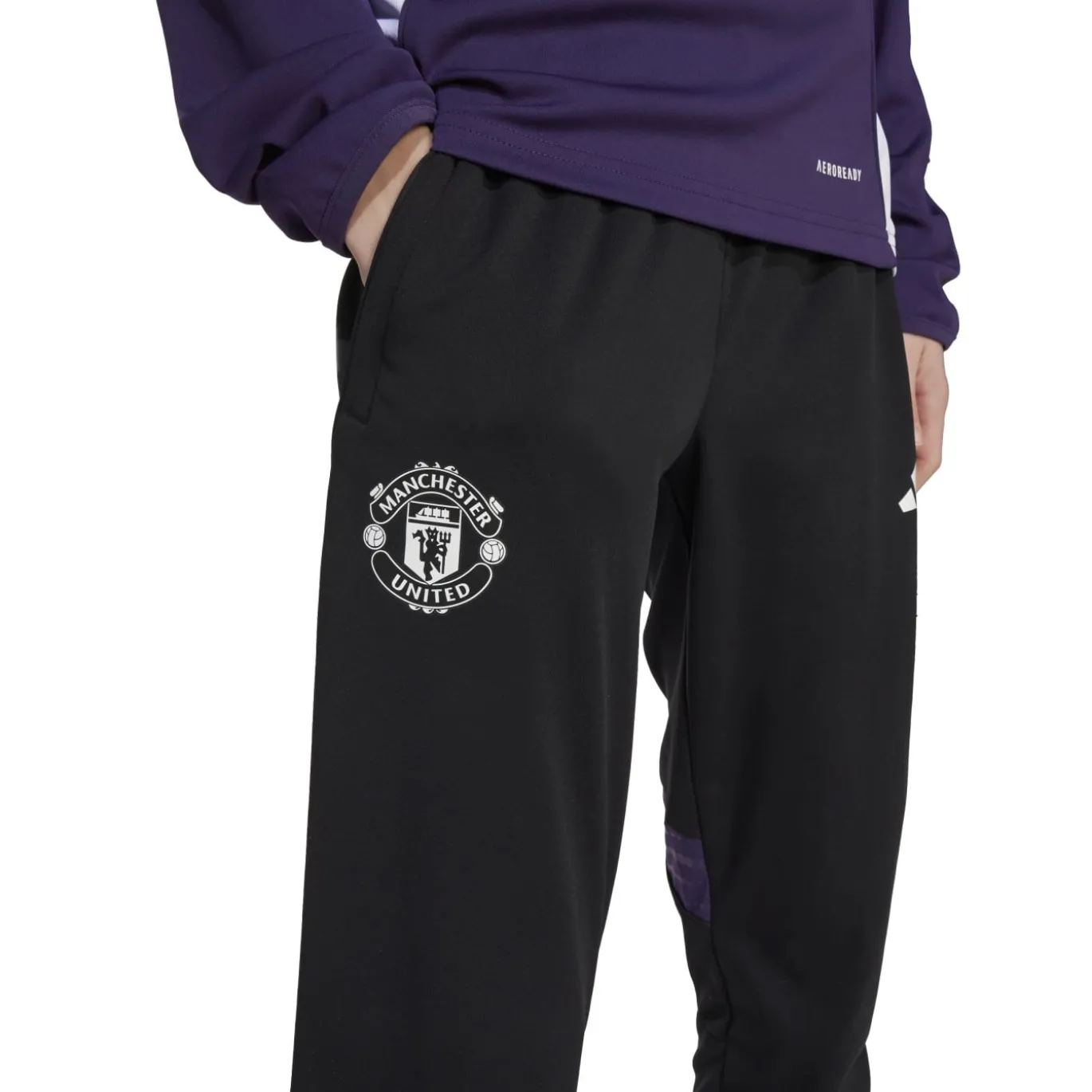 adidas Manchester United Trainingspak 1/4-Zip 2025-2026 Kids Paars Zwart Wit