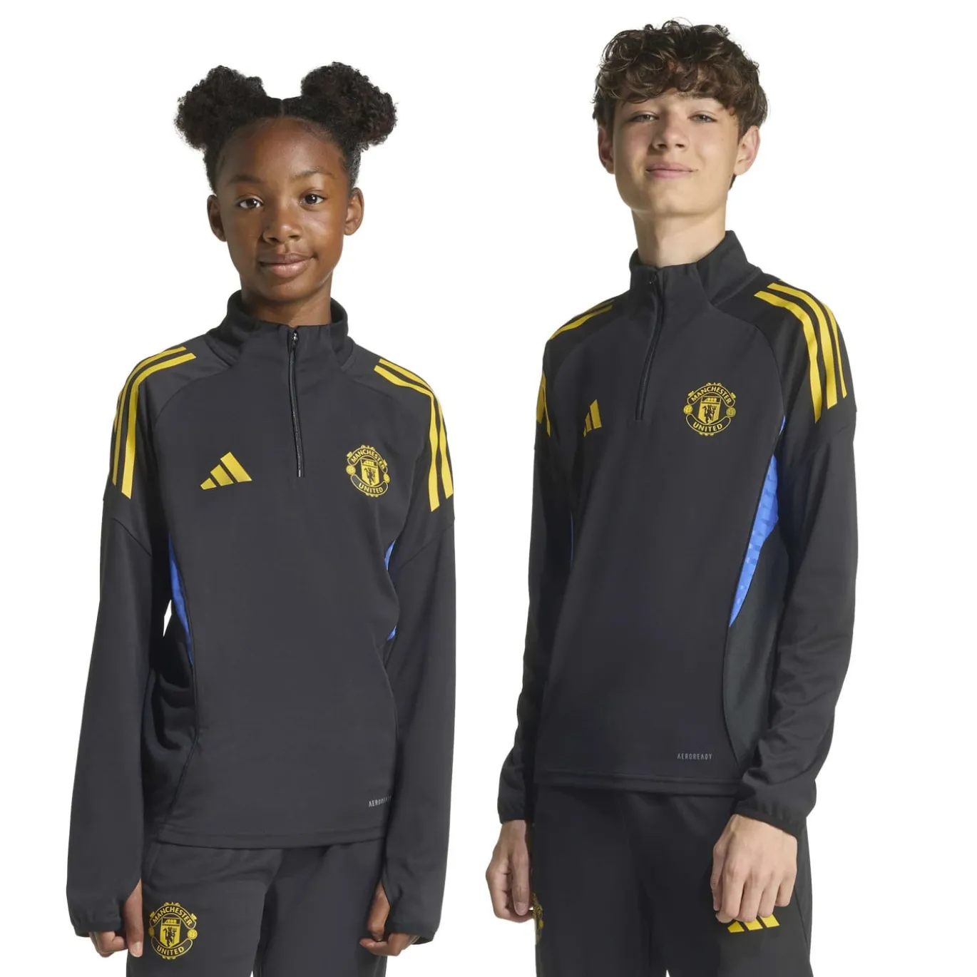 adidas Manchester United Trainingstrui 1/4-Zip 2025-2026 Kids Zwart Blauw Geel