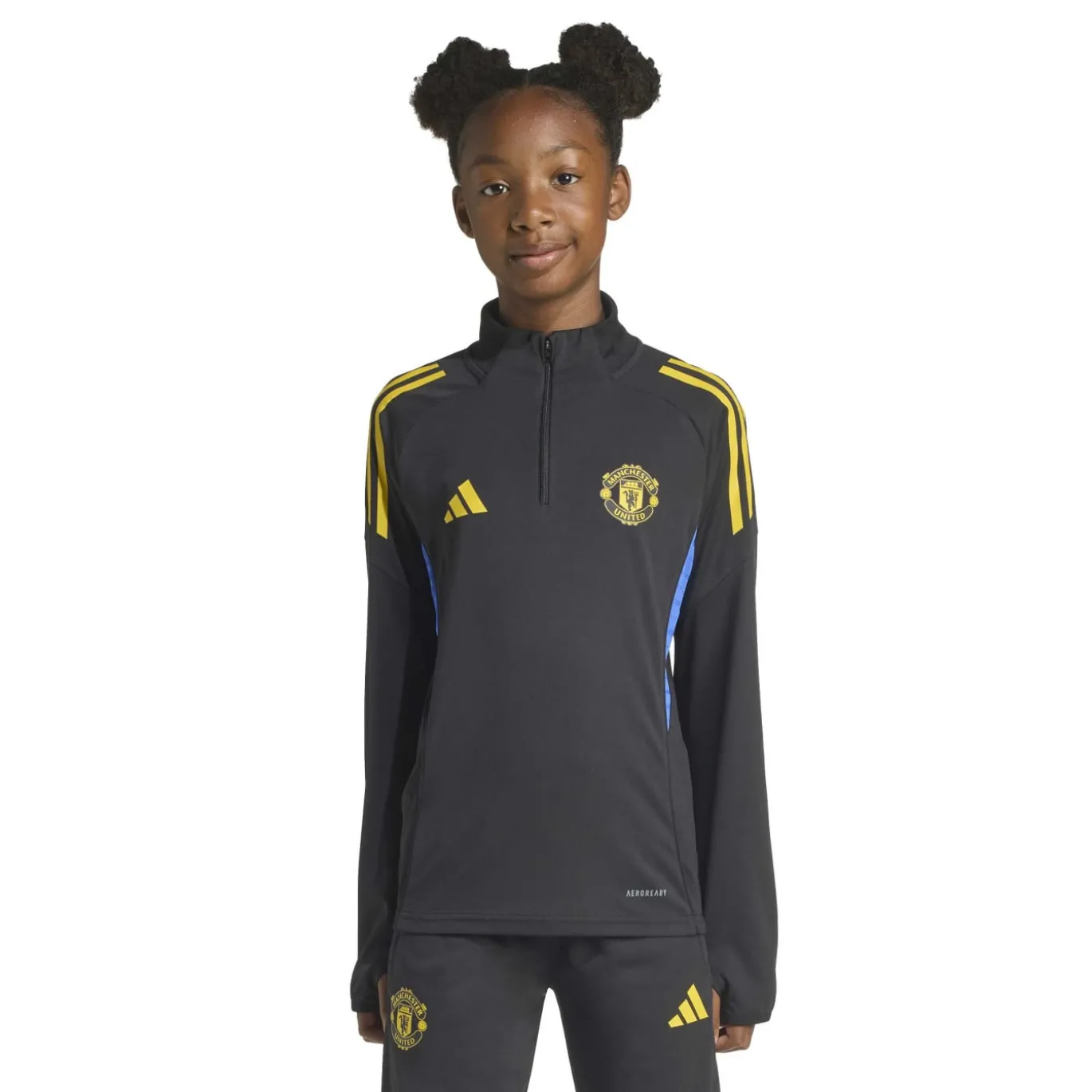 adidas Manchester United Trainingstrui 1/4-Zip 2025-2026 Kids Zwart Blauw Geel