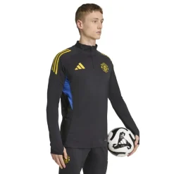 adidas Manchester United Trainingstrui 1/4-Zip 2025-2026 Zwart Blauw Geel