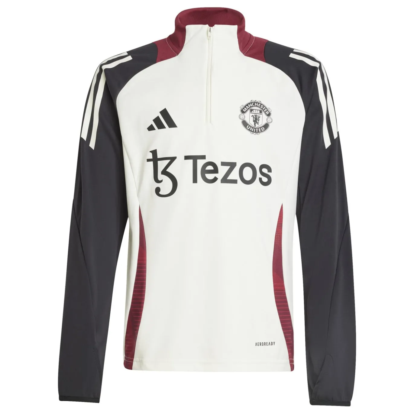 adidas Manchester United Trainingstrui 1/4-Zip 2024-2025 Kids Wit Zwart Rood