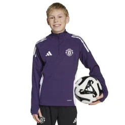 adidas Manchester United Trainingstrui 1/4-Zip 2025-2026 Kids Paars Wit Zwart