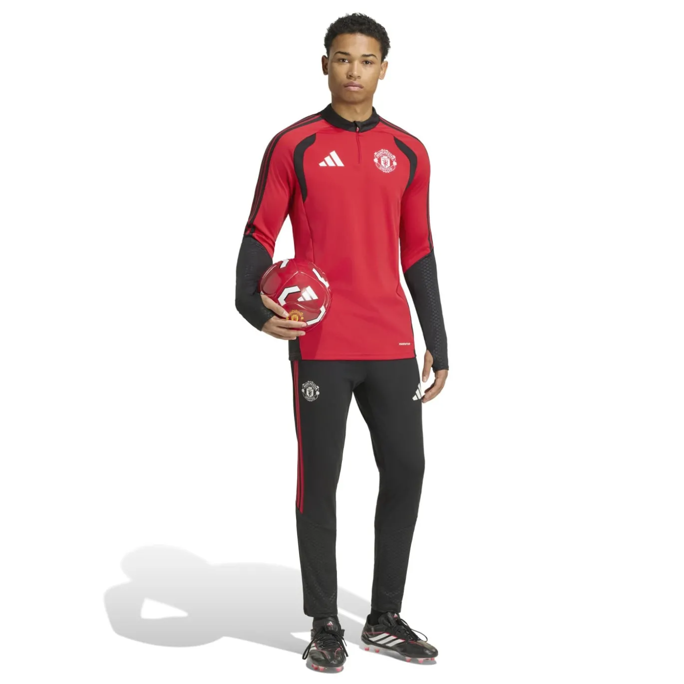 adidas Manchester United Trainingstrui 1/4-Zip 2026-2027 Rood Zwart Wit