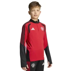 adidas Manchester United Trainingstrui 1/4-Zip 2026-2027 Kids Rood Zwart Wit