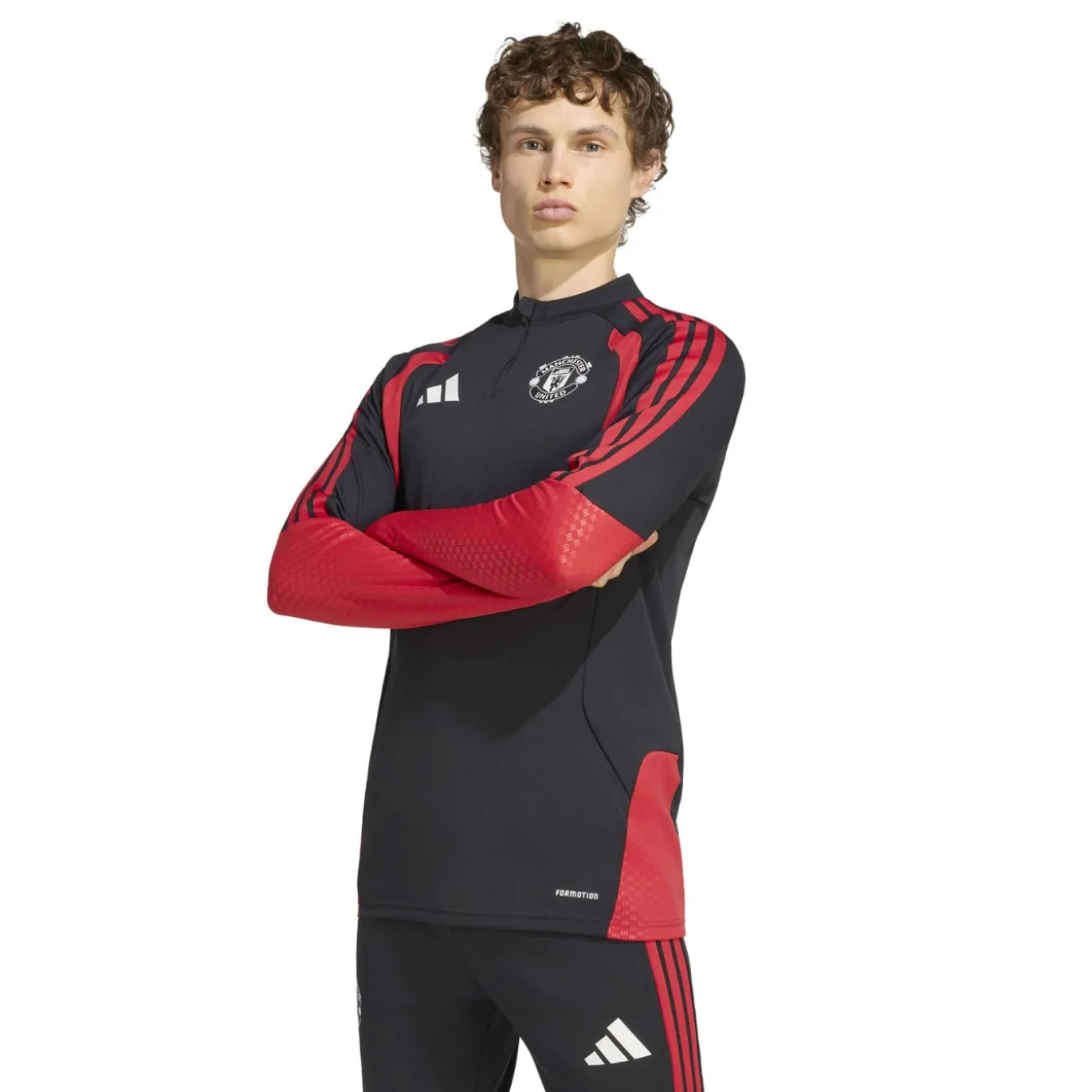 adidas Manchester United Trainingstrui 1/4-Zip 2026-2027 Zwart Rood Wit