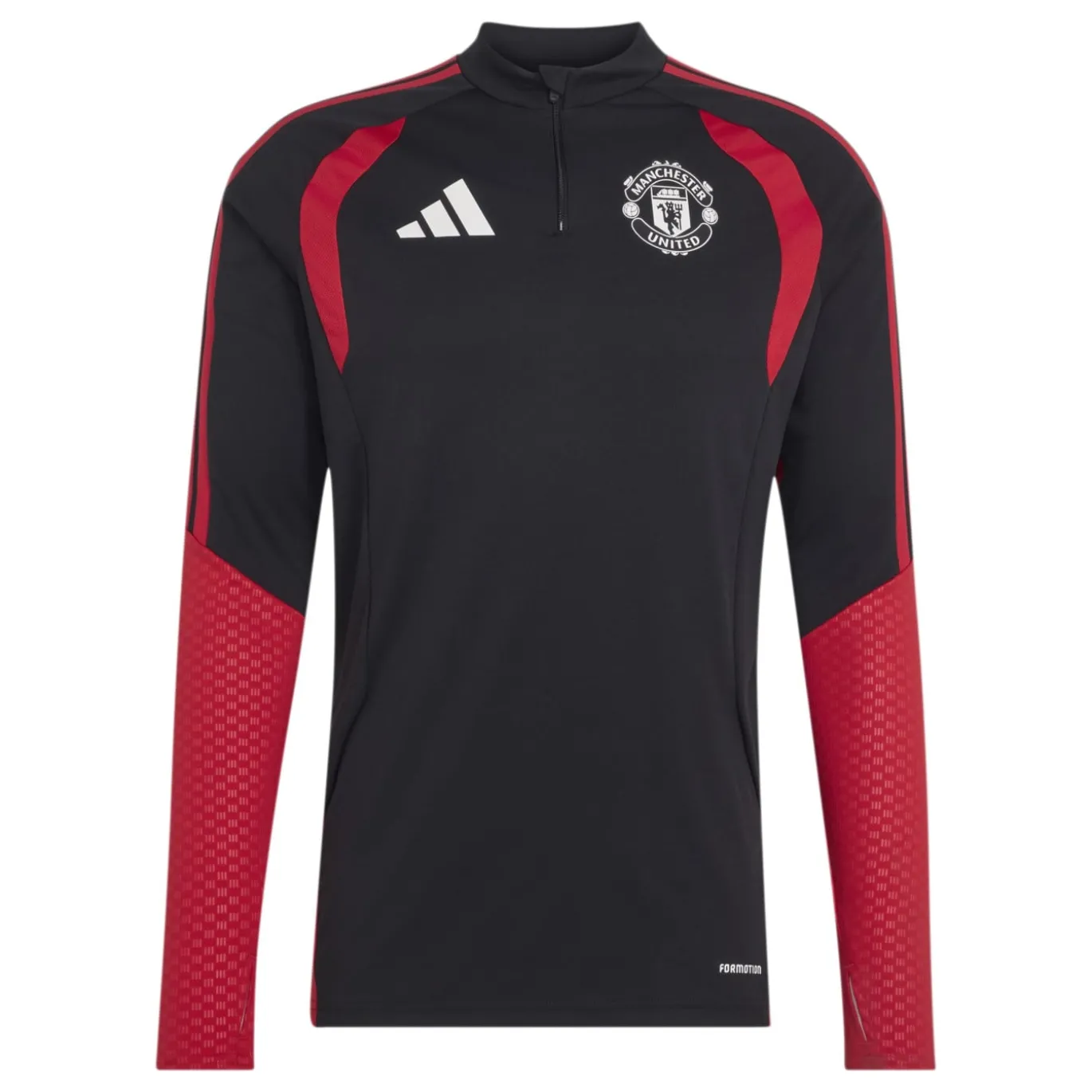 adidas Manchester United Trainingstrui 1/4-Zip 2026-2027 Zwart Rood Wit