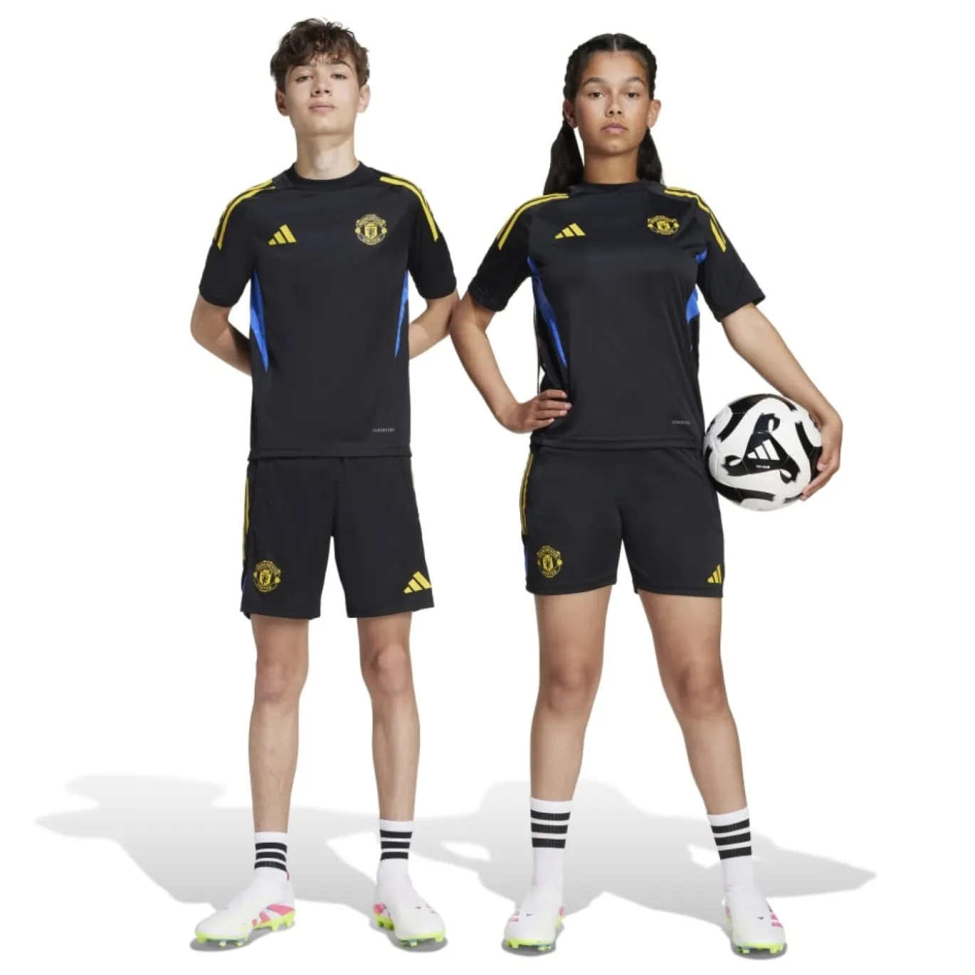 adidas Manchester United Trainingsbroekje 2025-2026 Kids Zwart Blauw Geel