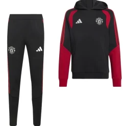 adidas Manchester United Trainingspak Hooded 2026-2027 Kids Zwart Rood Wit