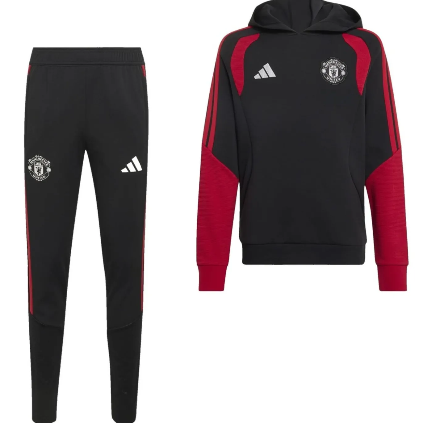 adidas Manchester United Trainingspak Hooded 2026-2027 Kids Zwart Rood Wit