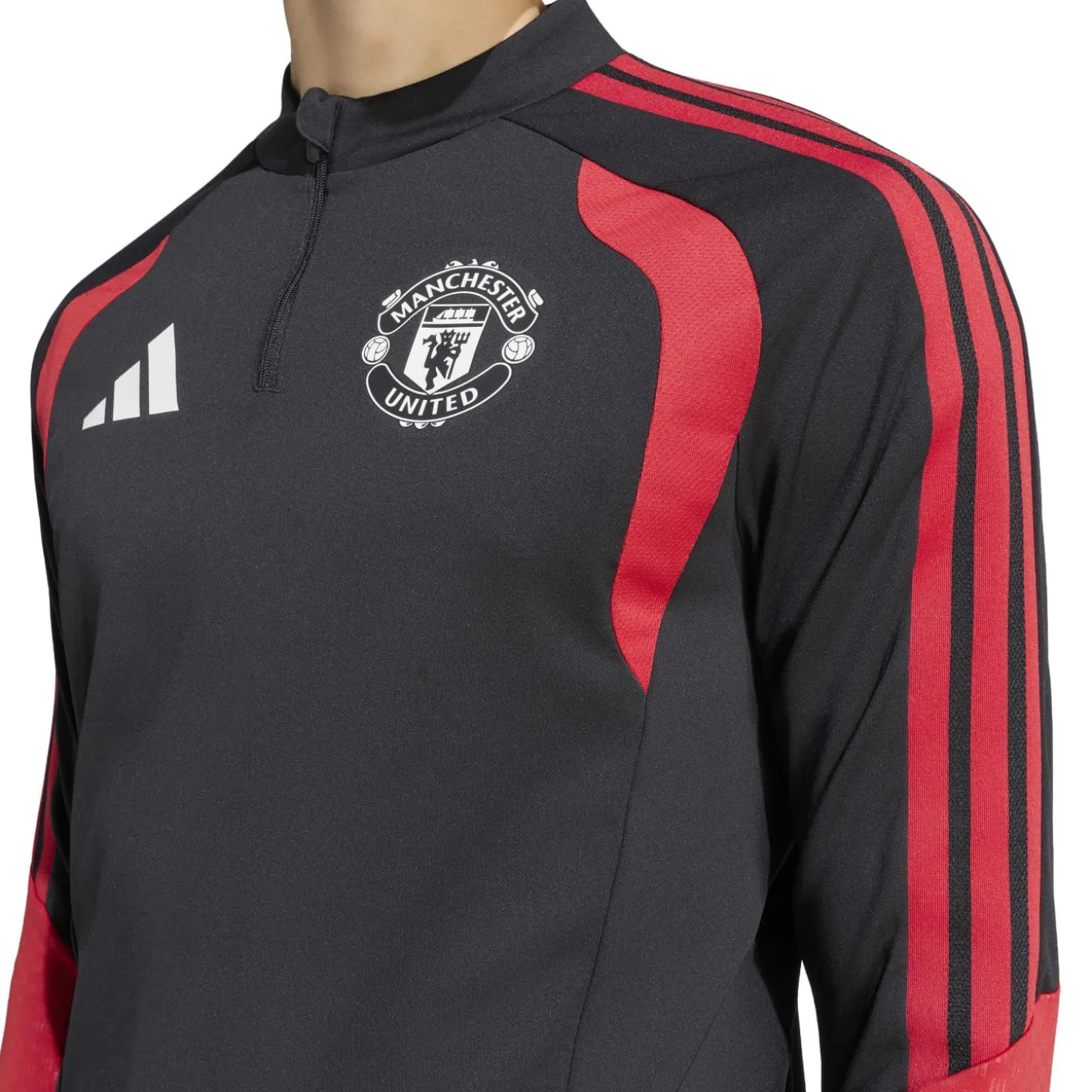 adidas Manchester United Trainingspak 1/4-Zip 2026-2027 Zwart Rood Wit