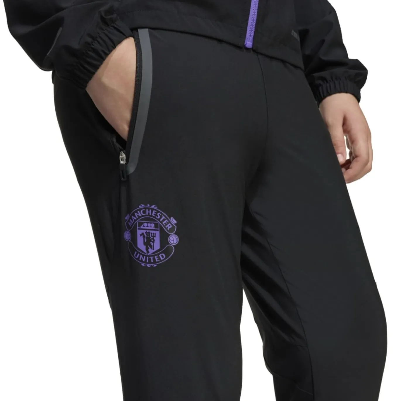 adidas Manchester United Vis Tech Trainingspak Full-Zip Kids Zwart Paars